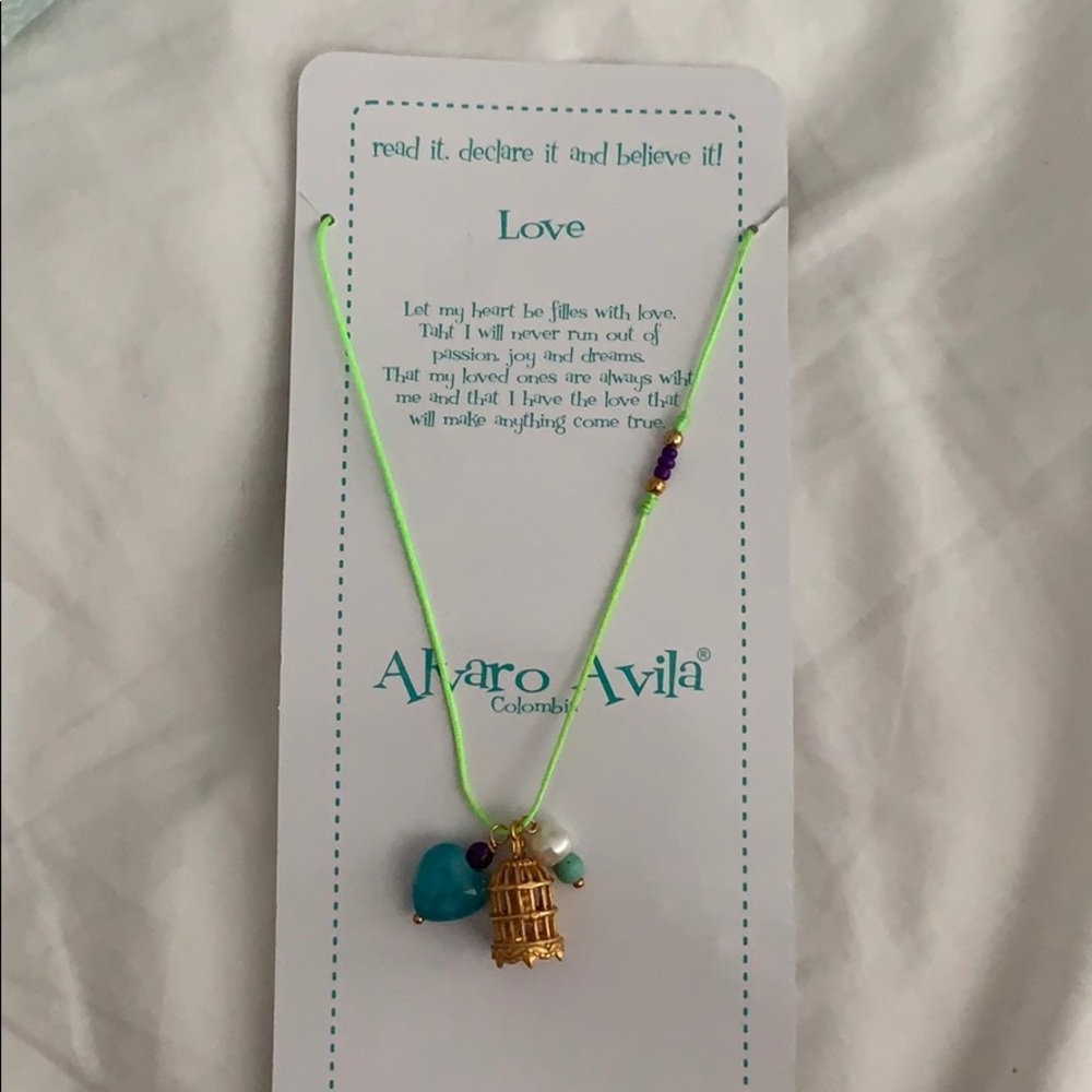 Alvaro Avila Necklace is Jaula de Amor - NeonGreen